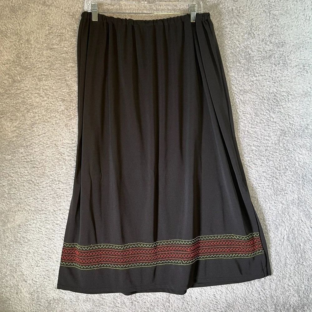 Giorgio Fiorlini 18/20W Black 2 Piece Skirt Set Embroidered Trim Modest‎ Outfit